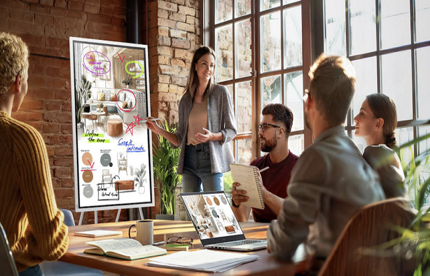modren office with digital signage
